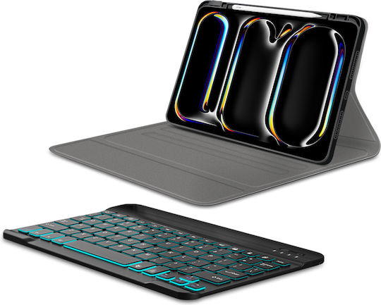 Techsuit Flip Cover with Keyboard in International English Blacη (iPad Pro 2024 13")