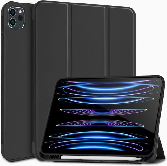 Techsuit Flip Cover Dauerhafte Schwarze (iPad Pro 2018 12,9 Zoll / iPad Pro 2020 12,9 Zoll / iPad Pro 2021 12,9 Zoll / iPad Pro 2022 12,9 Zoll)