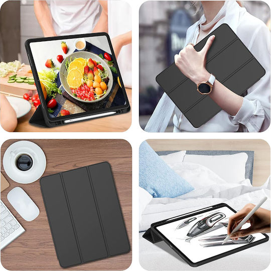 Techsuit Flip Cover Dauerhafte Schwarze (iPad Pro 2018 12,9 Zoll / iPad Pro 2020 12,9 Zoll / iPad Pro 2021 12,9 Zoll / iPad Pro 2022 12,9 Zoll)