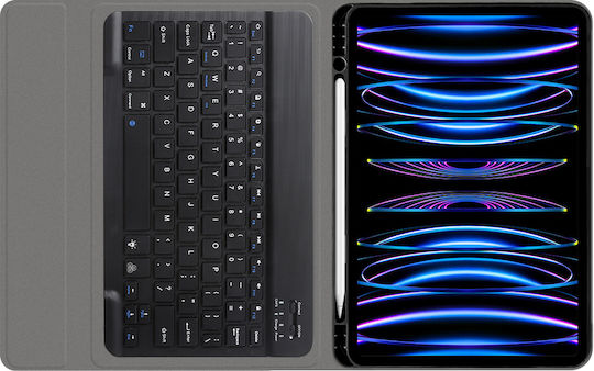 Techsuit Флип Капак с Клавиатура на Английски Език САЩ Черен iPad Pro 11 (2018/2020/2021/2022)
