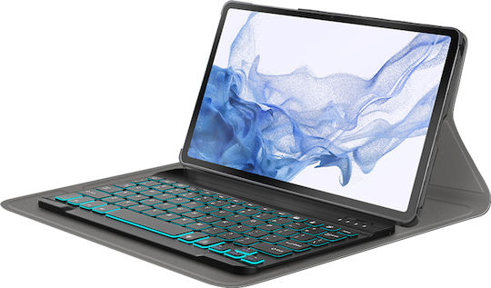Techsuit Flip Cover με Πληκτρολόγιο στα Αγγλικά US Μαύρη (Samsung Galaxy TAB S8)