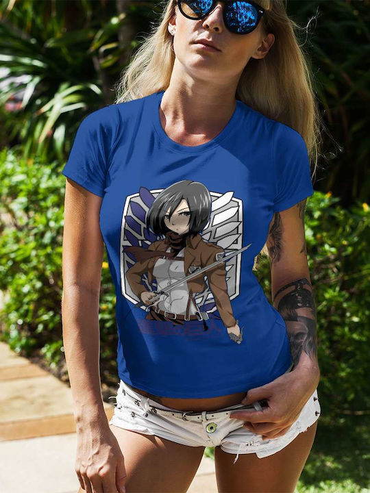 T-shirt Attack on Titan Blue Cotton