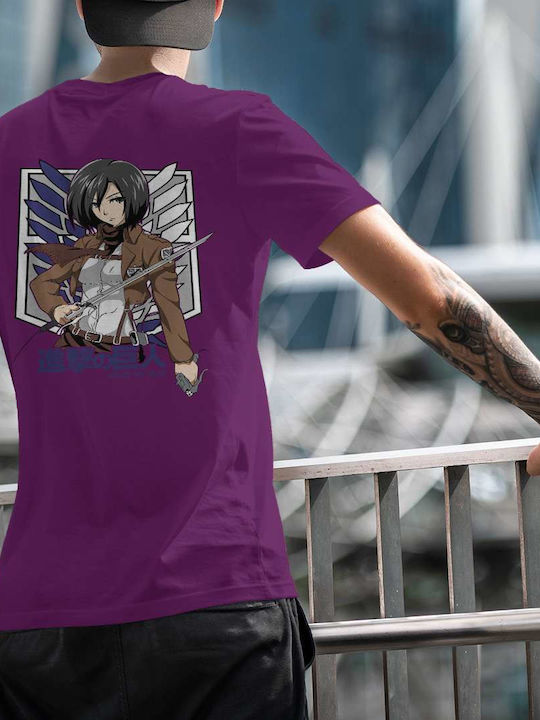 T-shirt Attack on Titan Purple Cotton