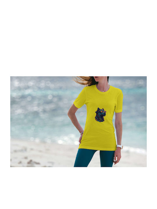 Cool Dog With Sunglasses T-shirt Yellow Cotton