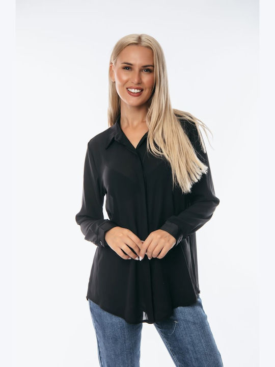 Dress Up Langärmelig Damen Hemd Black