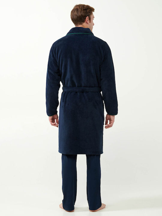 Vamp Χειμερινή Ανδρική Ρόμπα Fleece Blue