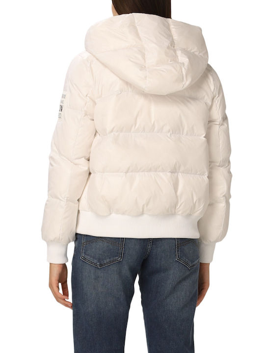 Armani Exchange Women's Short Lifestyle Jacket for Winter White