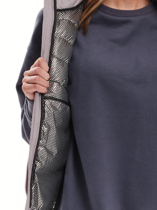 Kurz Damen Ärmellos Puffer Jacke für Winter Lila