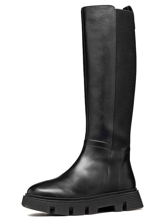 Geox Leder Damenstiefel Schwarz