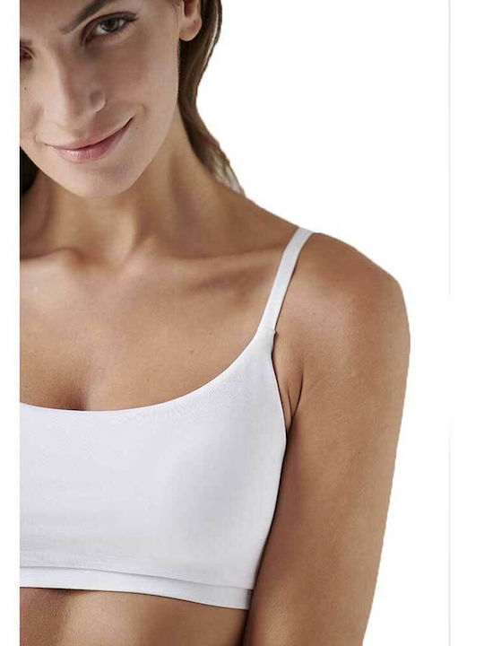 Padded Sports Bra Bikini Top with Adjustable Straps White