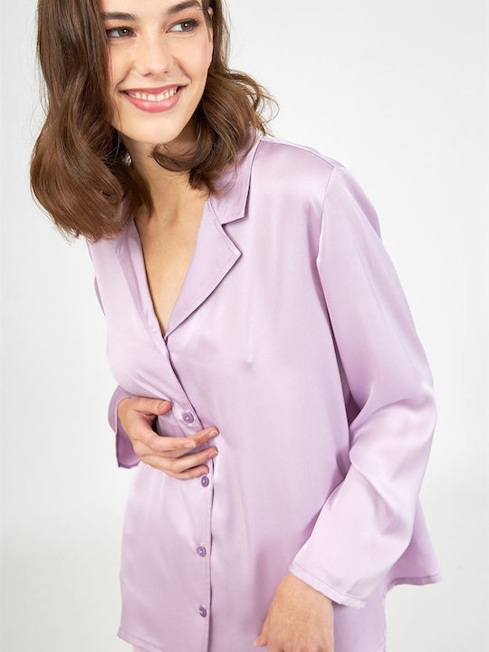 Harmony Winter Damen Pyjama-Set Satin,σατεν Orchid