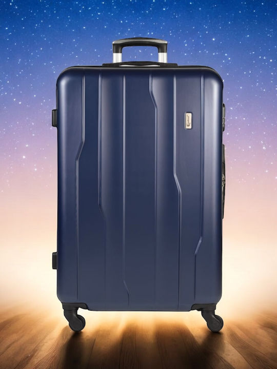 Cardinal Large Hard Dark Blue Travel Suitcase With 4 Wheels Height 70cm