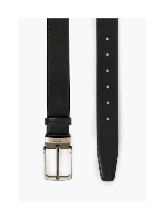 Boss Shoes Men's Knitted Leather Belt Black