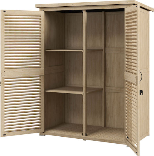 Double Door Wardrobe Wooden with 2 Shelves 127x65x159.5cm