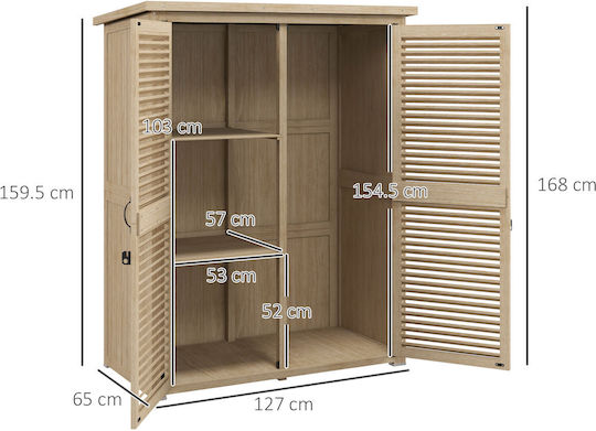 Double Door Wardrobe Wooden with 2 Shelves 127x65x159.5cm