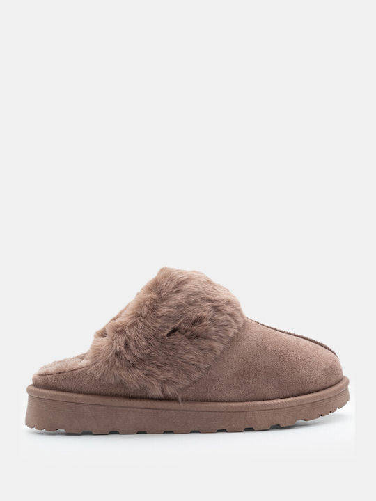 Luigi Winter Women's Slippers with fur in Brown color