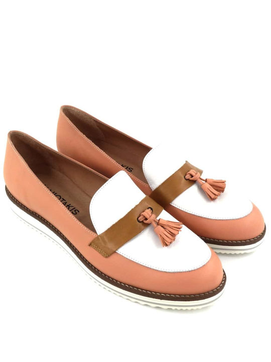 Chaniotakis Leather Women's Loafers in Pink Color