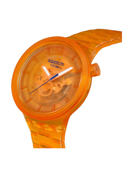 Swatch Swatch Γυναικείο Ρολόι 47mm Μπαταρίας με Πορτοκαλί Καουτσούκ Λουράκι