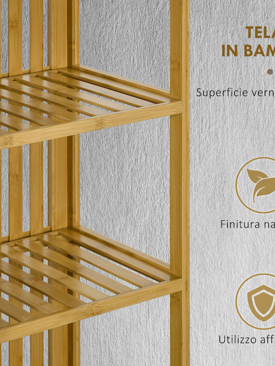 HomCom Κρεμάστρα Δαπέδου από Bamboo Καφέ 145x35x165cm