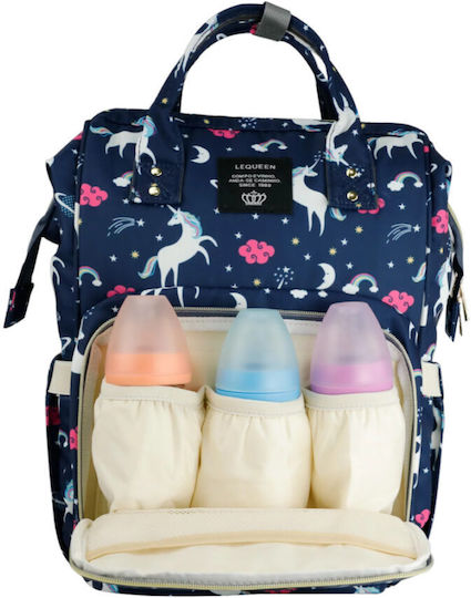 Queen Mother Backpack Diaper Bag Lequeen Blue 40x28x17cm