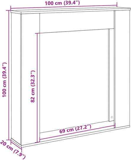 vidaXL Wooden Fireplace Mantel 100x100cm
