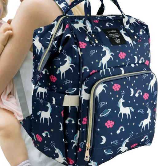 Queen Mother Backpack Diaper Bag Lequeen Blue 40x28x17cm