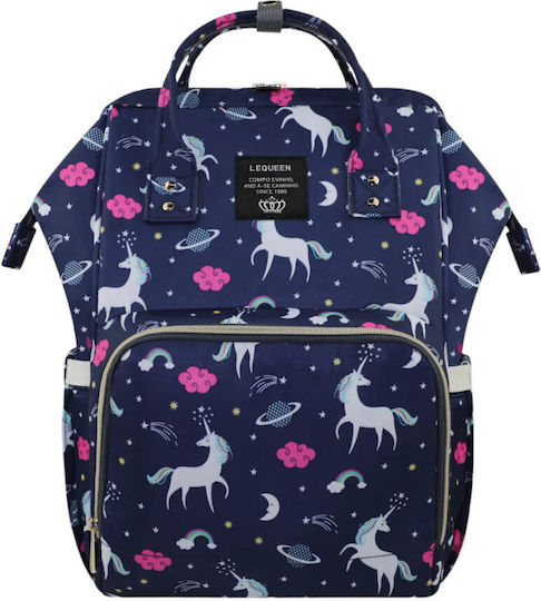 Queen Mother Backpack Diaper Bag Lequeen Blue 40x28x17cm
