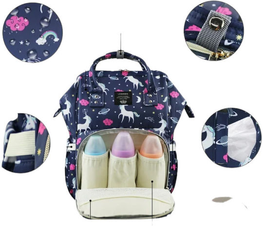 Queen Mother Backpack Diaper Bag Lequeen Blue 40x28x17cm