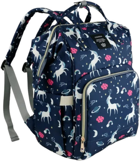 Queen Mother Backpack Diaper Bag Lequeen Blue 40x28x17cm