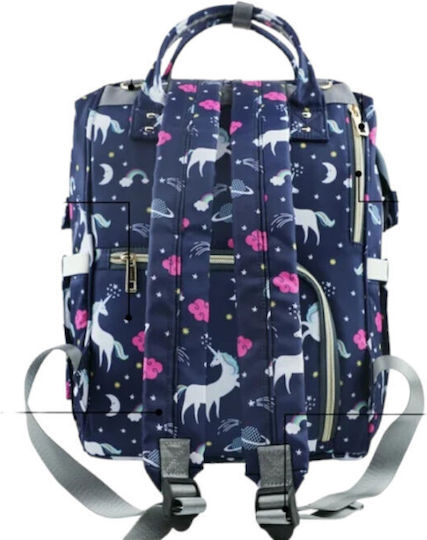 Queen Mother Backpack Diaper Bag Lequeen Blue 40x28x17cm
