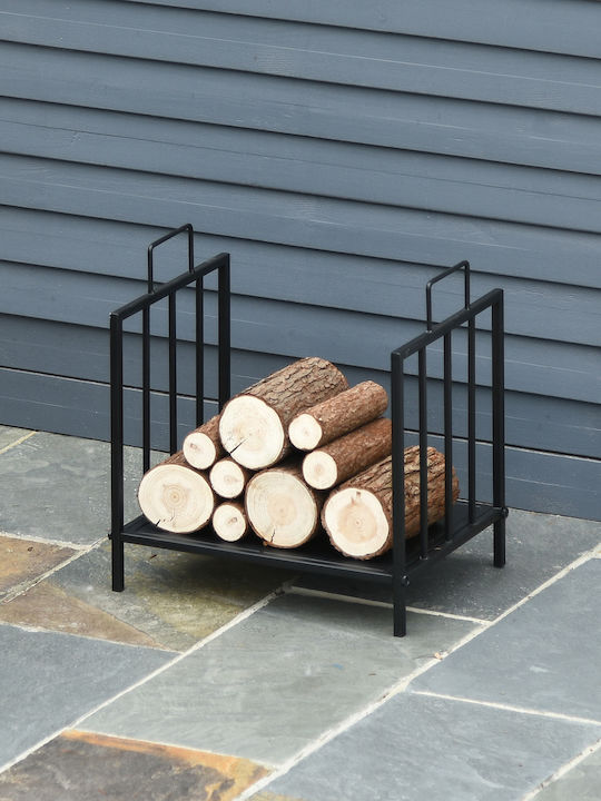 Outsunny Metalic Raft Depozitare lemne 44.5x33x46.5cm Negru