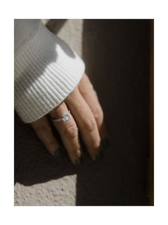 Themelidis Jewels Μονόπετρο από Λευκόχρυσο 18Κ με Διαμάντι