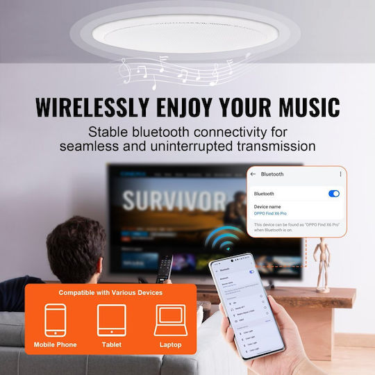Vevor Ηχείο Οροφής 150W με Bluetooth (Τεμάχιο) Λευκό