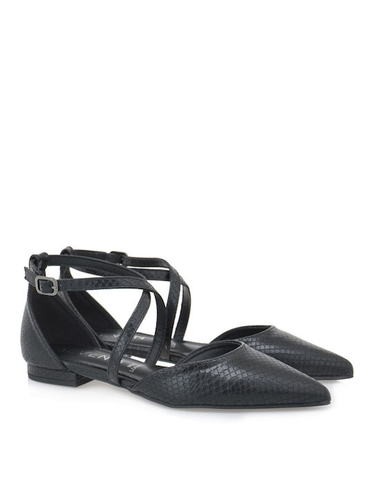 Seven Synthetic Leather Ballerinas Black