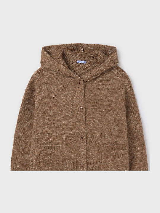 Kinderstrickjacke Gestrickt mit Kapuze Zimt