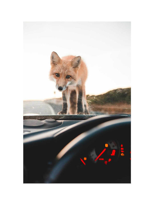 Painting Fox On Car Dashboard Fox On Car Dashboard 100x150