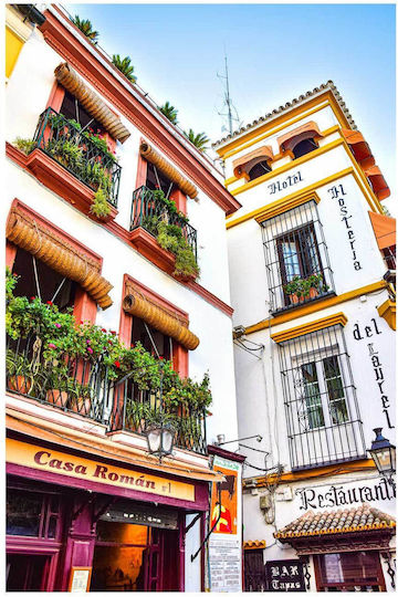 Πίνακας Colorful Building Facades Iron Balconies Πολύχρωμες Προσόψεις Κτιρίων Σιδερένια Μπαλκόνια 80x120
