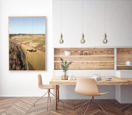 Painting Airplane Shadow Over Landscape 100x150
