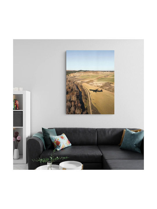 Painting Airplane Shadow Over Landscape 100x150