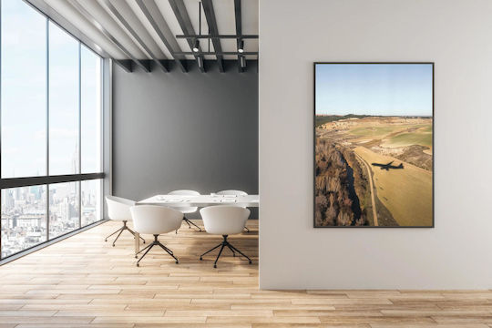Painting Airplane Shadow Over Landscape 100x150