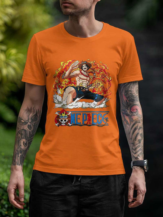 Flames T-shirt Ein Stück Orange Baumwolle