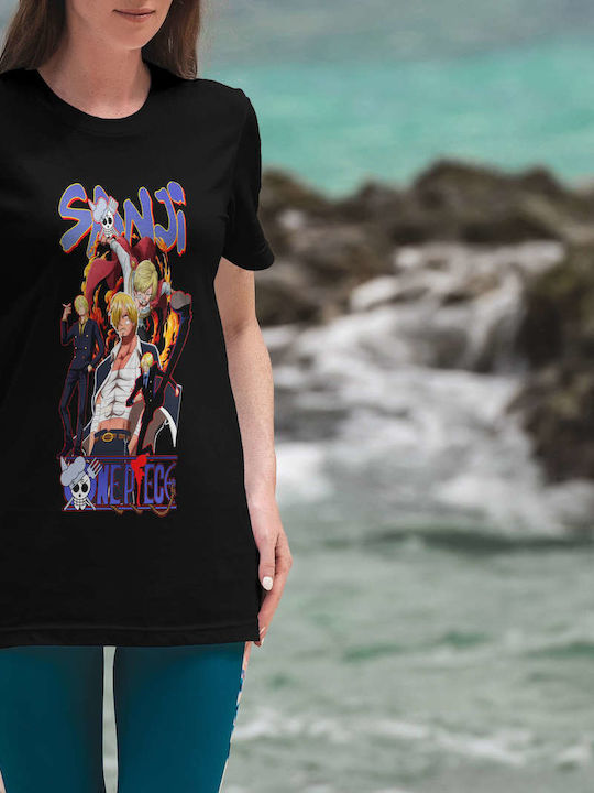 Sanji From T-shirt One Piece Μαύρο Βαμβακερό