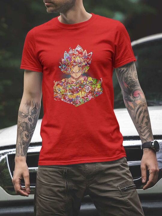 Collage T-shirt Dragon Ball Red Cotton