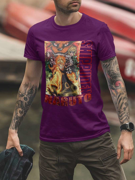 Poster T-shirt Naruto Purple Cotton