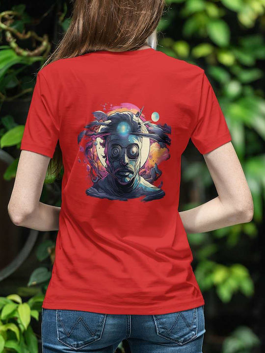 Cosmic Vision T-shirt Red Cotton