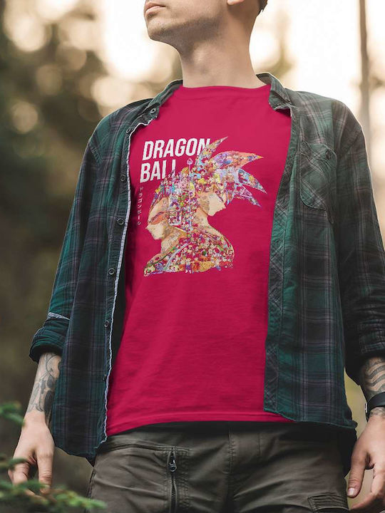 Collage Artwork Tricou Dragon Ball Fuchsia Bumbac