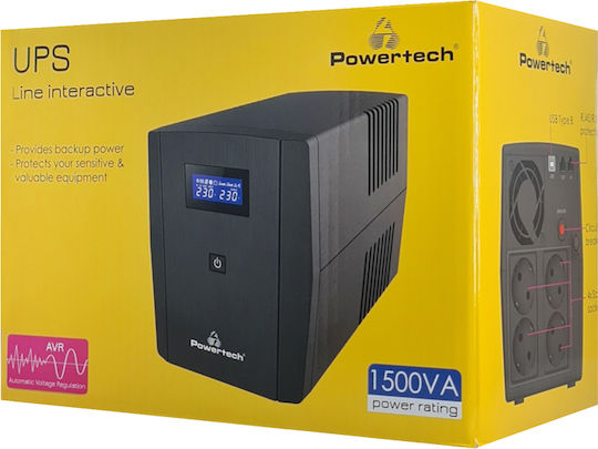 Powertech PT-1297 UPS Line-Interactive 1500VA 900W cu 4 Schuko Prize