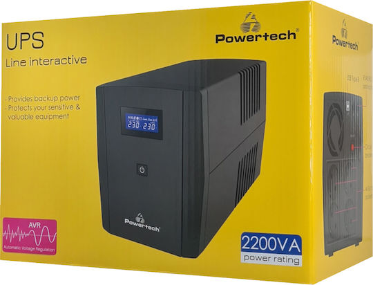 Powertech UPS Line-Interactive 2200VA 1320W με 4 Schuko Πρίζες