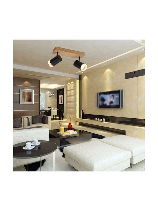 Vivalux Benito Double Spot with Socket GU10 in Black Color