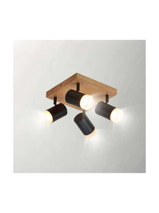 Vivalux Benito Spot with 4 Lights and with Socket GU10 in Black Color